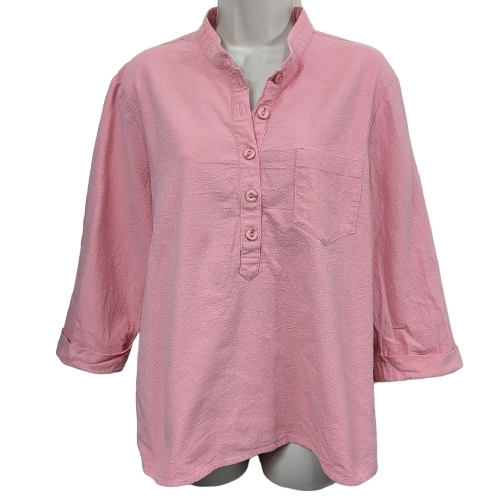 The Tog Shop Petites Half Button Popover Top Sz PL